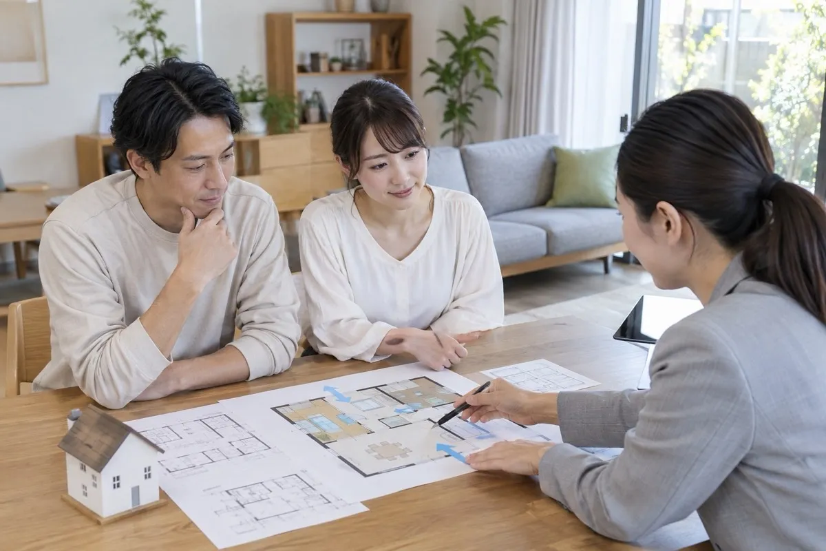 家具配置と換気経路を図面で相談する机
